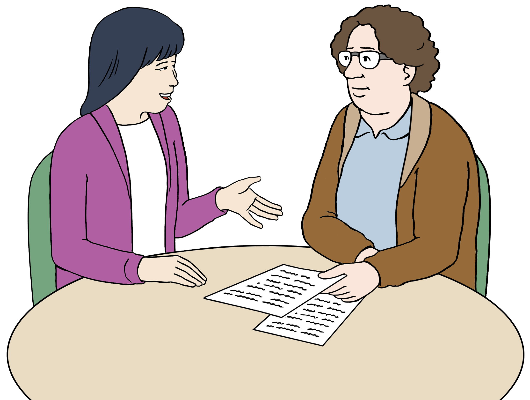 Abbildung einer befragten person mit einer sprechblase die ein Fragezeichen enthält